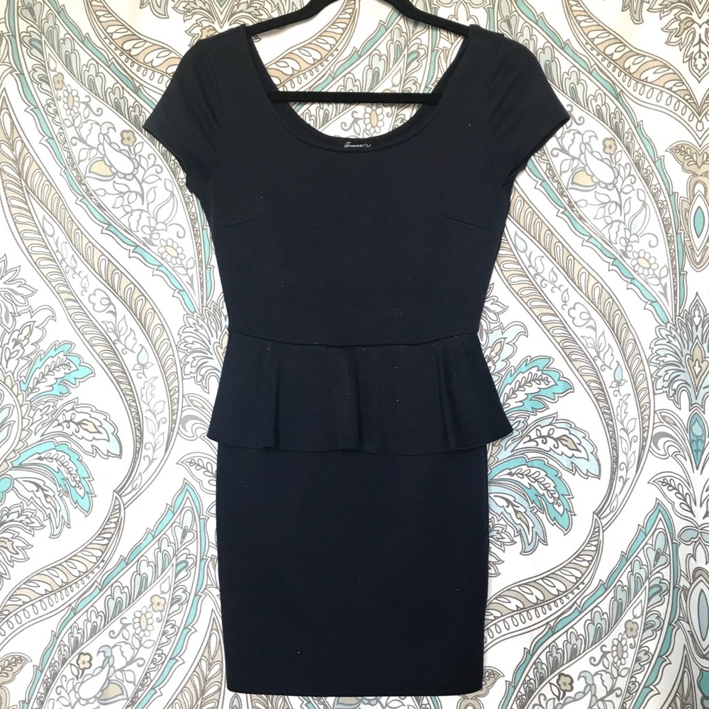 Dark Navy Blue Peplum Dress